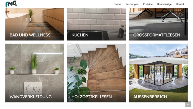 Screenshot der Webseite fmg-fliesen.at - Raumdesign