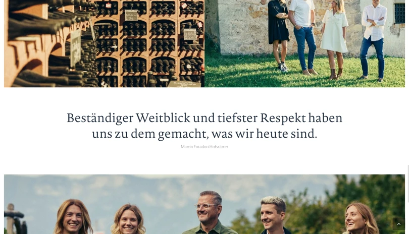 Screenshot der Webseite Weingut J. Hofstätter - Zitat