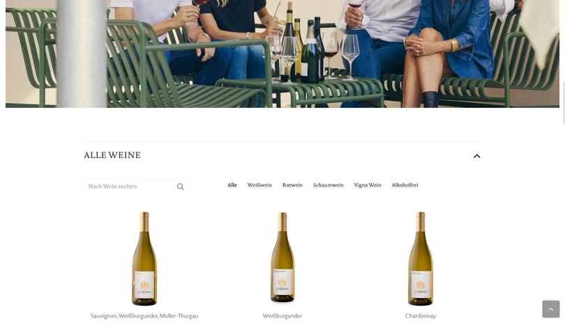 Screenshot der Webseite Weingut J. Hofstätter - Weine