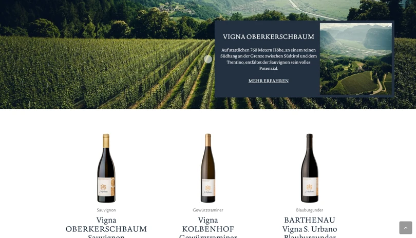 Screenshot der Webseite Weingut J. Hofstätter - Lagen