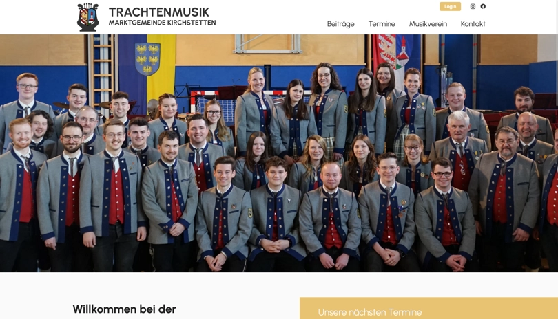 Screenshot der Webseite TMK Kirchstetten - Startseite