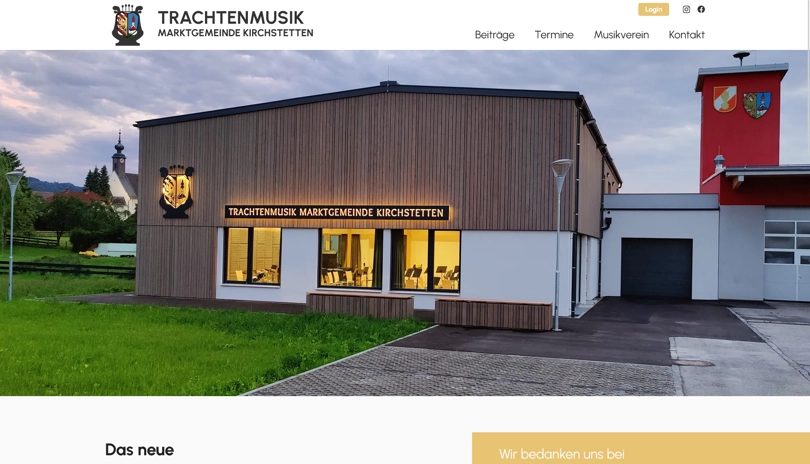 Screenshot der Webseite TMK Kirchstetten - Musikheim